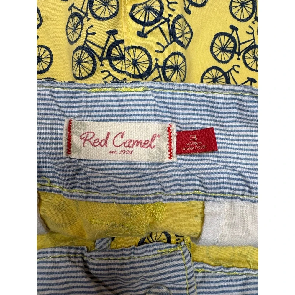 Red Camel Yellow Bicycle Print Micro Shorts Retro Summer Casual Y2k Preppy 3‎